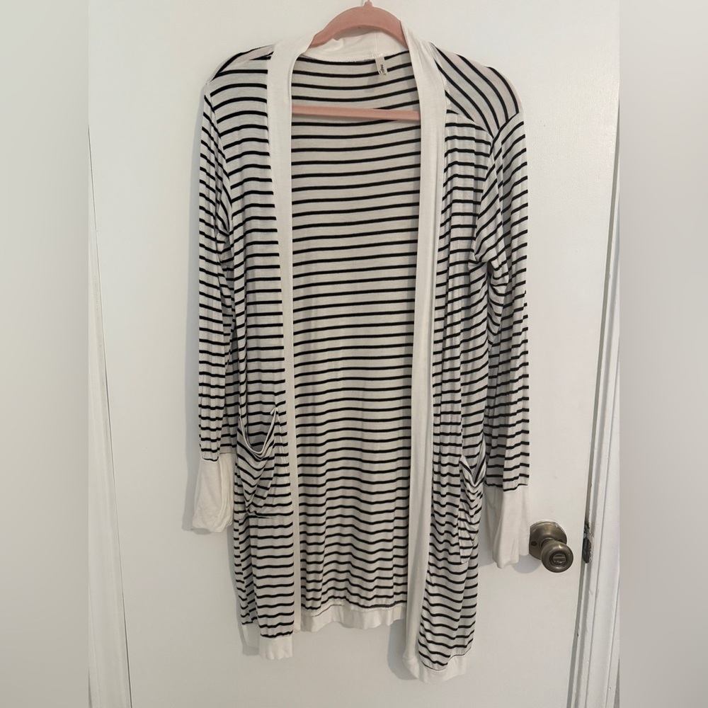 Magic Fit Black and White Striped Cardigan